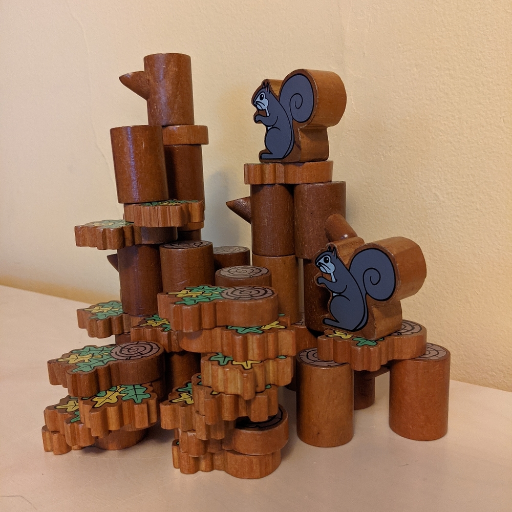 Wooden Tree and Squirrel Blocks- 44 pieces from Exellerations